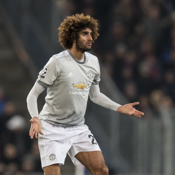 Manchester United&#039;s Marouane Fellaini reacts during the UEFA Champions League Group stage Group A matchday 5 soccer match between Switzerland&#039;s FC Basel 1893 and England&#039;s Manchester Un ...