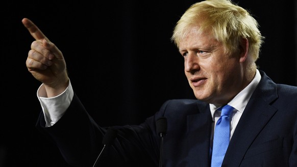 epa07798883 (FILE) - Britain&#039;s Prime Minister Boris Johnson speaks at a press conference at the G7 summit in Biarritz, France, 26 August 2019 (reissued 28 August 2019). According to reports, Brit ...