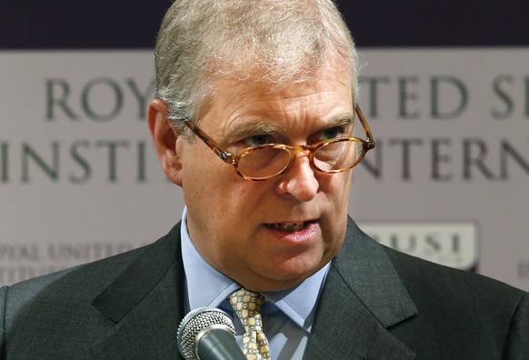 FILE - In this Tuesday, Oct. 1, 2013 file photo, Britain&#039;s Prince Andrew delivers the keynote speech of the Japan-UK security cooperation conference in Tokyo. Prince Andrew in a statement Saturda ...