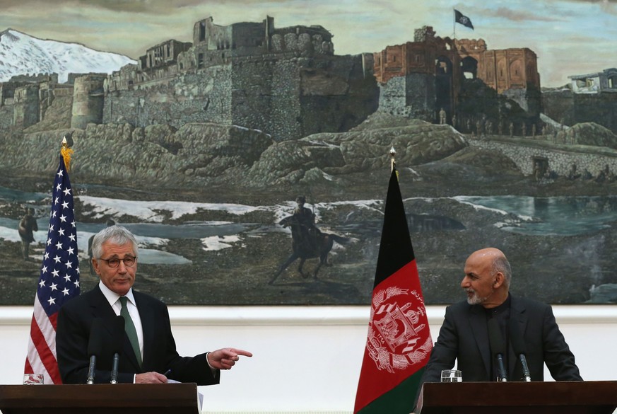 US-Verteidigungsminister Hagel und der afghanische Präsident Aschraf Ghani.&nbsp;