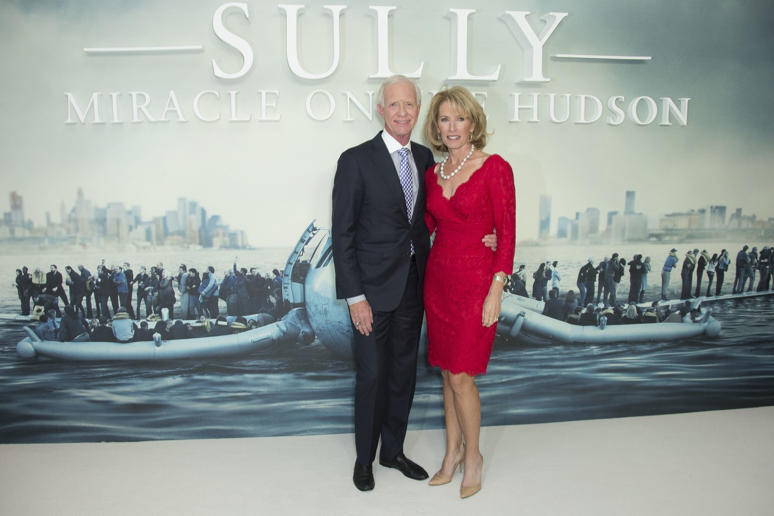 Retired airline pilot Captain Chesley Sullenberger and wife Lorraine Sullenberger, pose for photographers upon arrival at a special screening of the film &#039;Sully- Miracle on the Hudson&#039; in Lo ...