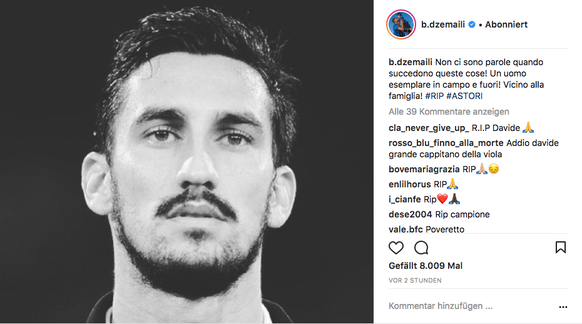 Blerim Dzemaili verabschiedet sich auch auf Instagram von Astori.