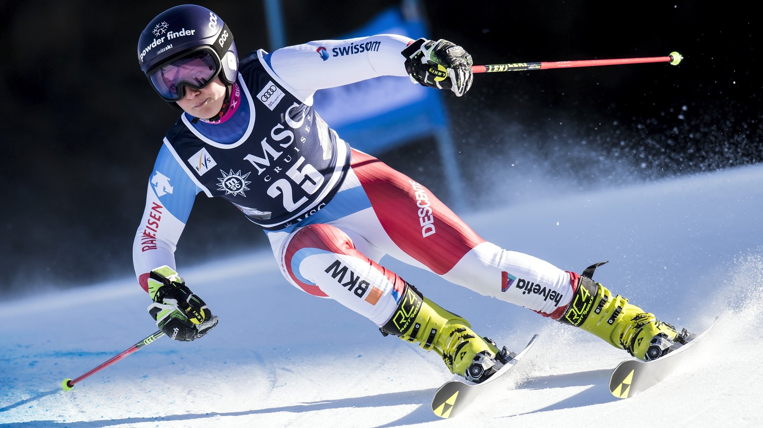 Simone Wild of Switzerland in action during the first run of the women&#039;s Giant-Slalom race at the Alpine Skiing FIS Ski World Cup in Lenzerheide, Switzerland, Saturday, January 27, 2018. (KEYSTON ...