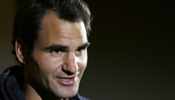 Roger Federer of Switzerland speaks during an interview with The Associated Press at an airport hotel in Johannesburg, South Africa, Monday, July 20, 2015. Federer said on Monday that he traveled to t ...