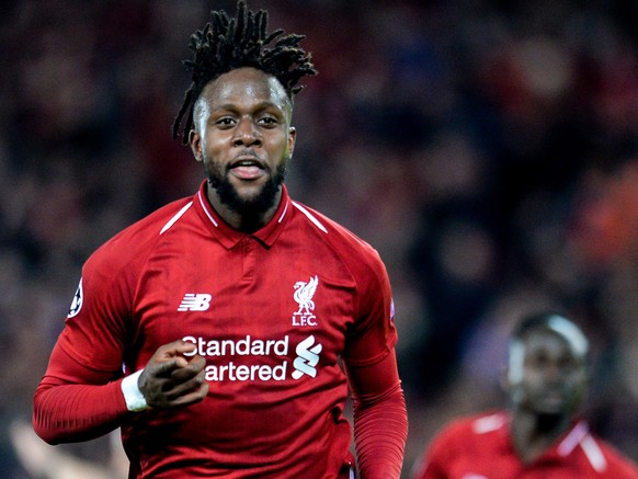 epaselect epa07554629 Liverpool&#039;s Divock Origi celebrates after scoring the 4-0 goal during the UEFA Champions League semi final second leg soccer match between Liverpool FC and FC Barcelona at A ...