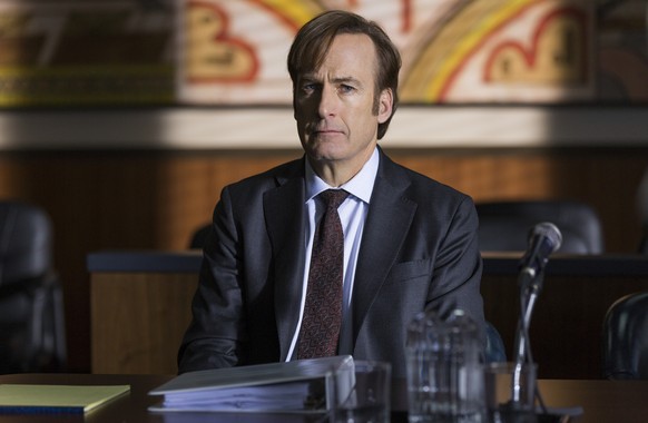 This image released by AMC shows Bob Odenkirk in &quot;Better Call Saul.&quot; The program is nominated for an Emmy Award for outstanding drama series. The Emmy Awards ceremony, airing Sept. 17 on CBS ...