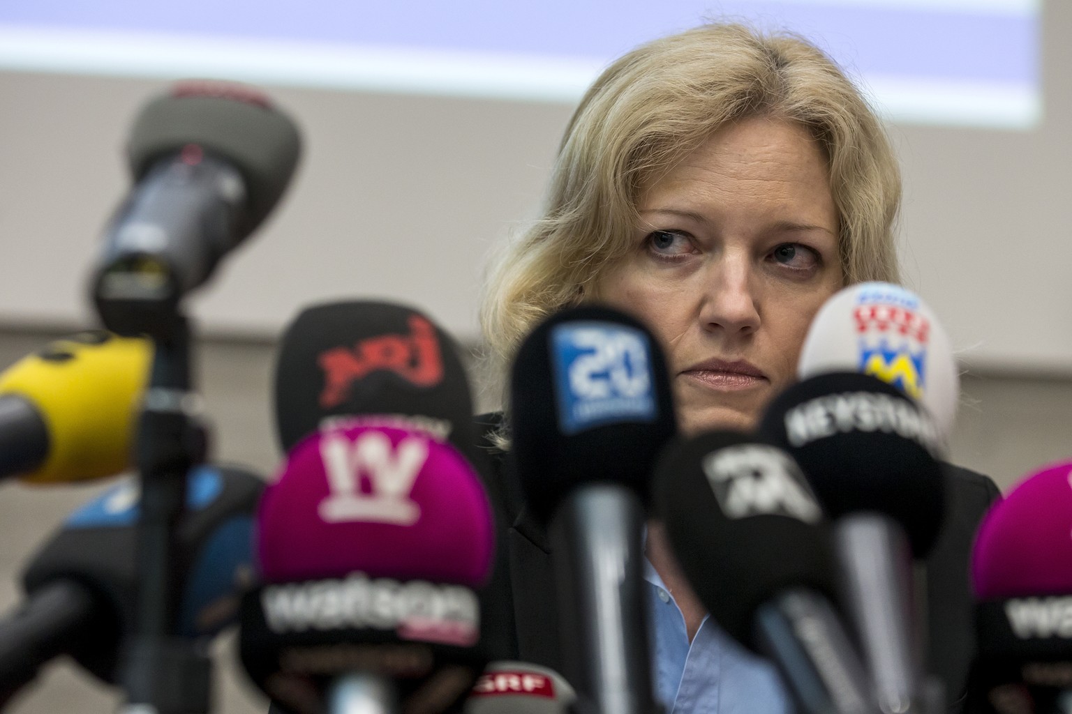Barbara Loppacher, Leitende Staatsanwaeltin, informiert an der Medienkonferenz zum Toetungsdelikt Rupperswil vom 21. 12. 2015, am Freitag, 13. Mai 2016, in Schafisheim. Der Vierfachmord vom 21. Dezemb ...
