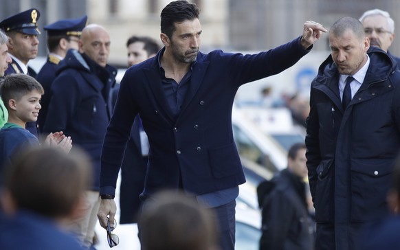 Juventus&#039; Gianluigi Buffon arrives for the funeral ceremony of Italian player Davide Astori in Florence, Italy, Thursday, March 8, 2018. The 31-year-old Astori was found dead in his hotel room on ...