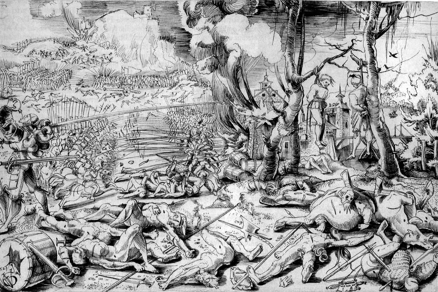 Drastische Darstellung des Schlachtfeldes durch den Augenzeugen Urs Graf, 1521

Marignano Schlacht