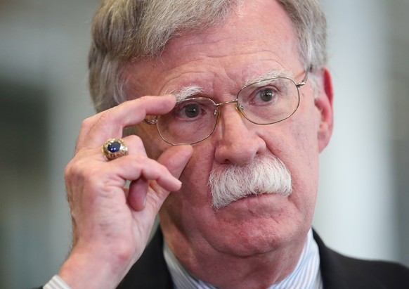 epa08493532 (FILE) - US National Security Advisor John Bolton speaks to media at the Palace of Independence in Minsk, Belaru, 29 August 2019 (reissued 18 June 2020). According to media reports, the US ...
