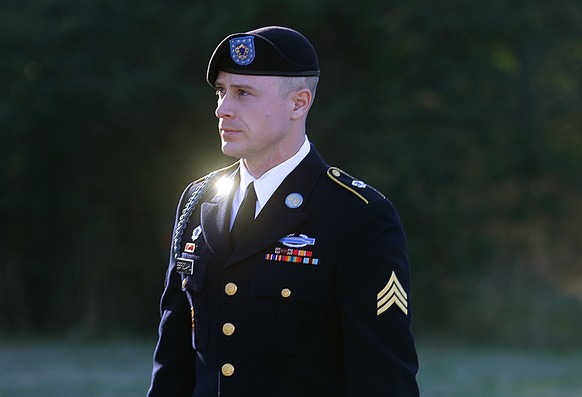 FILE - In this Tuesday, Jan. 12, 2016 file photo, Army Sgt. Bowe Bergdahl arrives for a pretrial hearing at Fort Bragg, N.C. Attorneys for Bergdahl said Saturday, March 5, 2016, they may seek a deposi ...