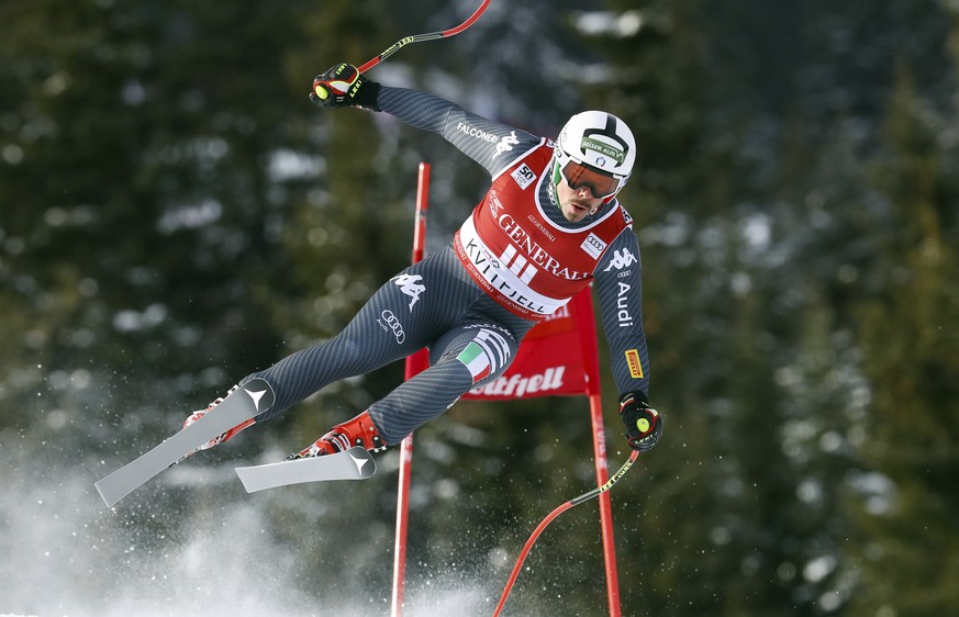 Italy&#039;s Peter Fill competes in an alpine ski, men&#039;s World Cup Super G, in Kvitfjell, Norway, Sunday, Feb. 26, 2017. (AP Photo/Alessandro Trovati)