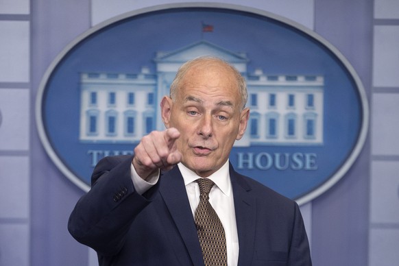 epa07214794 (FILE) - White House Chief of Staff John Kelly attends a news conference in which he spoke on relief aid in Puerto Rico, Trump&#039;s nuclear policy and North Korea, among other issues; in ...
