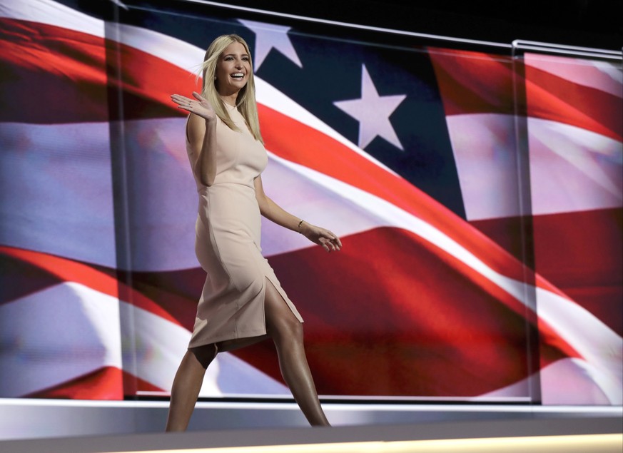 Ivanka Trump, daughter of Republican presidential candidate Donald Trump, walks to the podium during the final day of the Republican National Convention in Cleveland, Thursday, July 21, 2016. (AP Phot ...