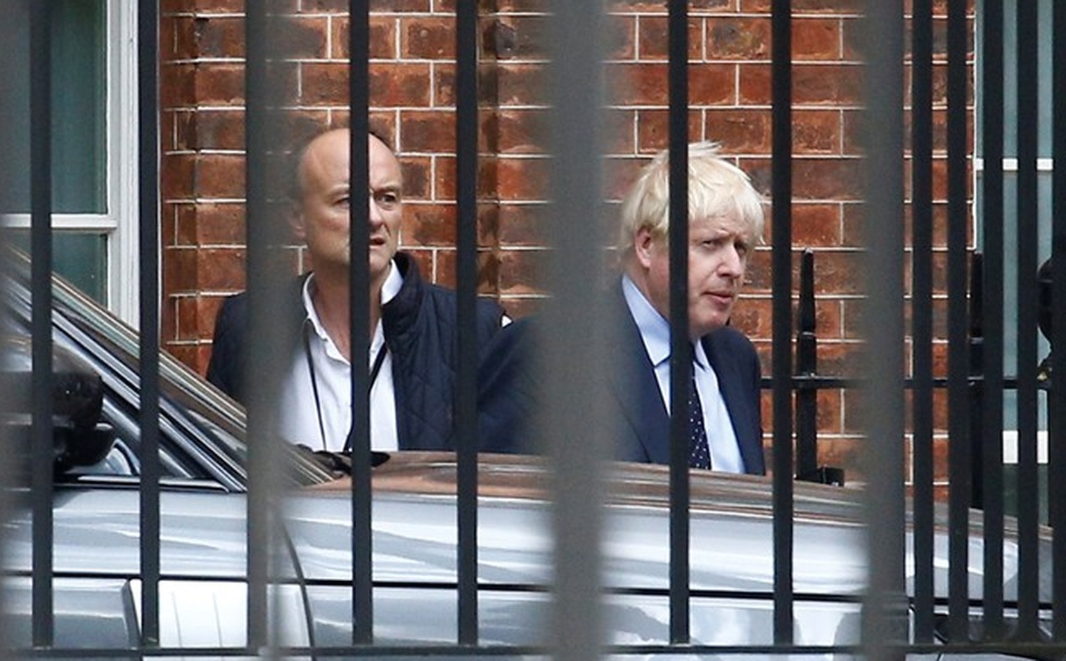 FILE PHOTO: Britain&#039;s Prime Minister Boris Johnson and his special advisor Dominic Cummings leave Downing Street in London, Britain September 3, 2019. REUTERS/Henry Nicholls