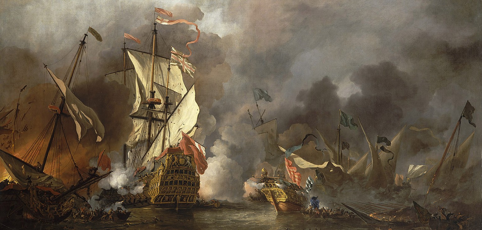 An English Ship in Action with Barbary Vessels. BHC0893.