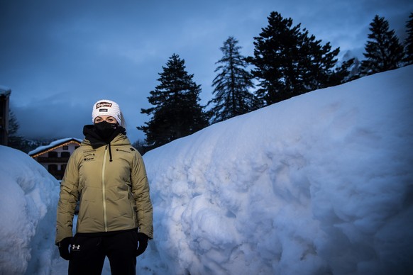 Lara Gut-Behrami of Switzerland poses for photographer at the 2021 FIS Alpine Skiing World Championships in Cortina d&#039;Ampezzo, Italy, Monday, February 8, 2021. (KEYSTONE/Jean-Christophe Bott)