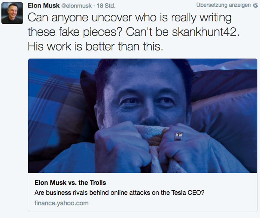 In einem Tweet wendet sich Elon Musk gegen die Trump Trolls.