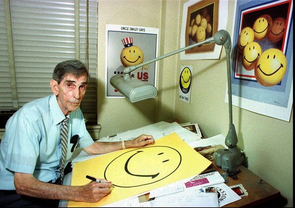 This is a July 1998 photo of smiley face creator Harvey R. Ball, seen in his Worcester, Mass., office. Ball, who created the cultural icon in 1963, died Thursday, April 12, 2001 in Worcester. He was 7 ...