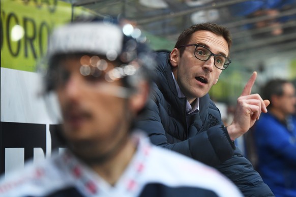 Ambri&#039;s Head Coach Luca Cereda during the preliminary round game of National League A (NLA) Swiss Championship 2019/20 between HC Ambri Piotta and ZSC Lions at the ice stadium Valascia in Ambri,  ...