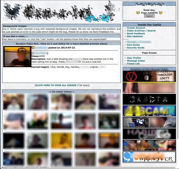 epa04132260 Handout image of a sanitized (blurred by officials prior to release) screen grab of the child pornography website on the Darknet&#039;s Onion Router, or Tor, network released by the US Imm ...