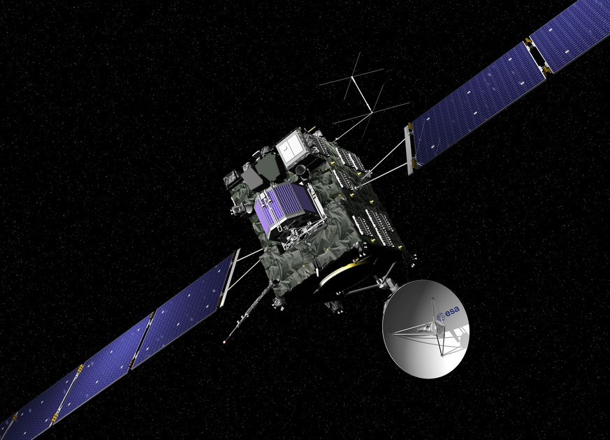 The artist impression provided on the website of the European Space Agency ESA on Sept. 29, 2016 shows ESA&#039;s Rosetta cometary probe. The spacecraft will be crash landed on Comet 67P/Churyumov-Ger ...