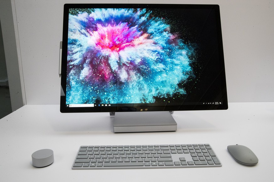 The Surface Studio 2 is on display during a news conference, Tuesday, Oct. 2, 2018, in New York. (AP Photo/Mary Altaffer)