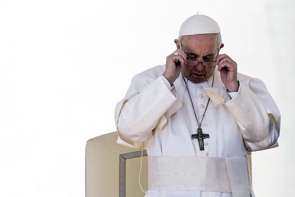 epa07416777 Pope Francis reacts during the weekly general audience in Saint Peters Square, Vatican City, 06 March 2019. EPA/ANGELO CARCONI