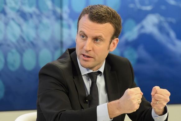 Emmanuel Macron, Minister of the Economy of France speaks during a panel session at the 46th Annual Meeting of the World Economic Forum, WEF, in Davos, Switzerland, Friday, January 22, 2016. The overa ...