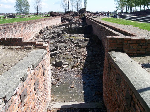 Ruinen von Krematorium III mit Gaskammer in Auschwitz