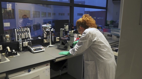 This Sept. 2020 photo provided by Johnson &amp; Johnson shows a scientist in Janssen laboratory in Leiden, The Netherlands. Johnson &amp; Johnson&#039;s long-awaited COVID-19 vaccine appears to protec ...