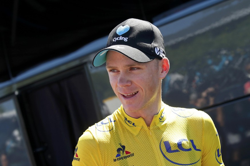Cycling - Tour de France cycling race - The 184.5 km (114.6 miles) Stage 17 from Berne to Finhaut-Emosson, Switzerland - 20/07/2016 - Yellow jersey leader Team Sky rider Chris Froome of Britain is see ...
