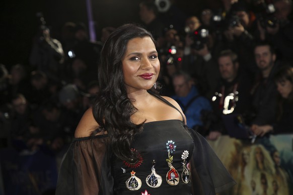 FILE - In this March 13, 2018, file photo, actress Mindy Kaling poses for photographers upon arrival at the premiere of the film &#039;A Wrinkle In Time&#039; in London. Kaling gave the commencement a ...