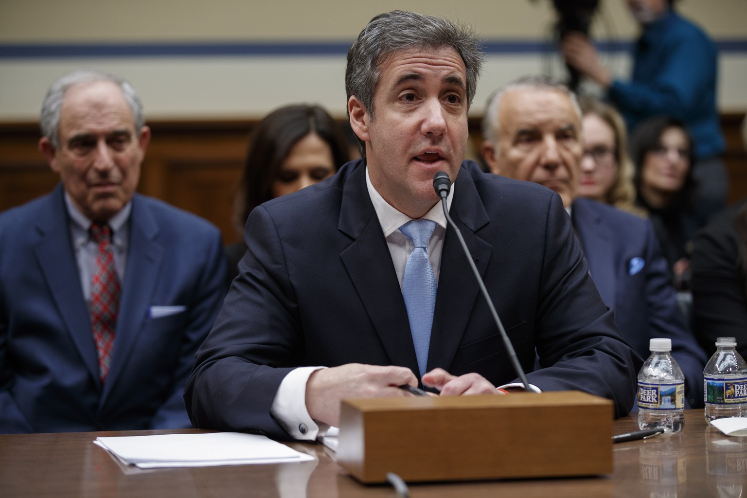 epa07402094 Michael Cohen, former attorney to US President Donald J. Trump, testifies before the House Oversight and Reform Committee in the Rayburn House Office Building in Washington, DC, USA, 27 Fe ...