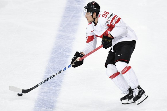 Switzerland&#039;s Damien Brunner in action during the Ice Hockey World Championship group B preliminary round match between Switzerland and Canada in Paris, France on Saturday, May 13, 2017. (KEYSTON ...