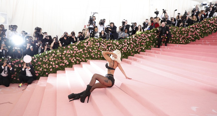 epa07552068 Lady Gaga arrives on the red carpet for the 2019 Met Gala, the annual benefit for the Metropolitan Museum of Art&#039;s Costume Institute, in New York, New York, USA, 06 May 2019. The even ...