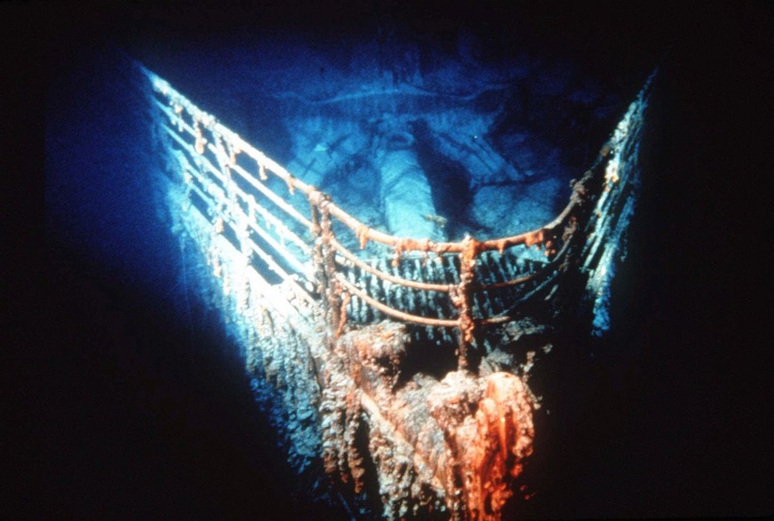 In this undated file photo provided by Ralph White, the bow of the Titanic at rest on the bottom of the North Atlantic, about 400 miles southeast of Newfoundland. A team of scientists will launch an e ...