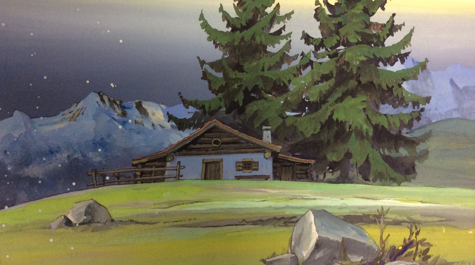 Die Schweizer Bergewelt wie sie die Japaner sehen. Die Zeichentrickserie «Alpenmädchen Heidi» wurde 1974 erstmal ausgestrahlt.