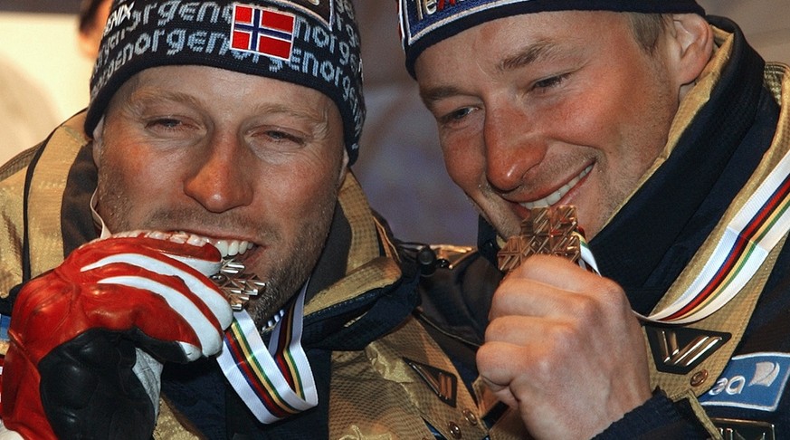 Die norwegischen «Ski-Zwillinge» Lasse Kjus (links) und Kjetil André Aamodt haben gemeinsam 23 WM-Medaillen gewonnen.
