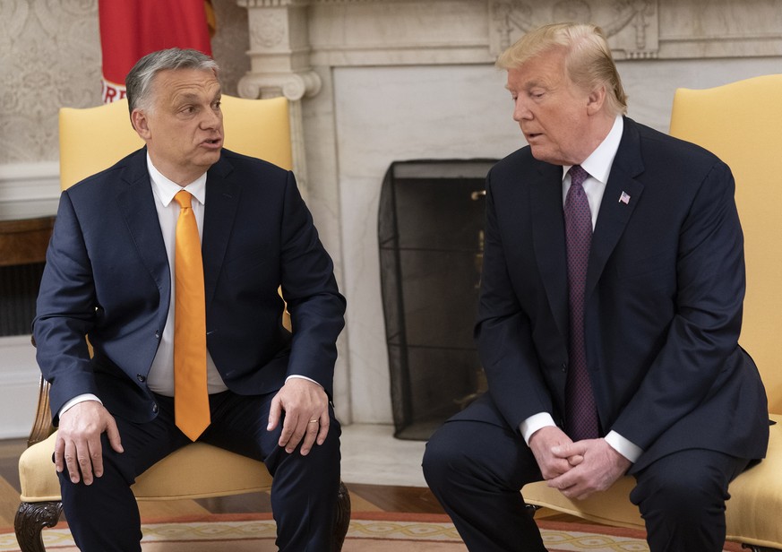 epa07568041 US President Donald J. Trump meets with the Prime Minister of Hungary Viktor Mihaly Orban at the White House, Washington, DC, USA, 13 May 2019. Their meeting marks the first time a US pres ...