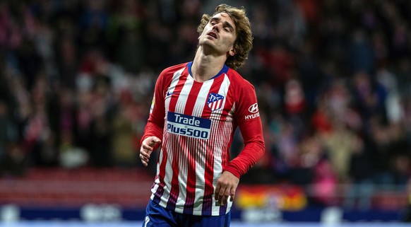 epa07571043 (FILE) - Atletico&#039;s Antoine Griezmann reacts during the Spanish LaLiga soccer match between Atletico de Madrid and Girona at &#039;Wanda Metropolitano&#039; stadium in Madrid, Spain,  ...