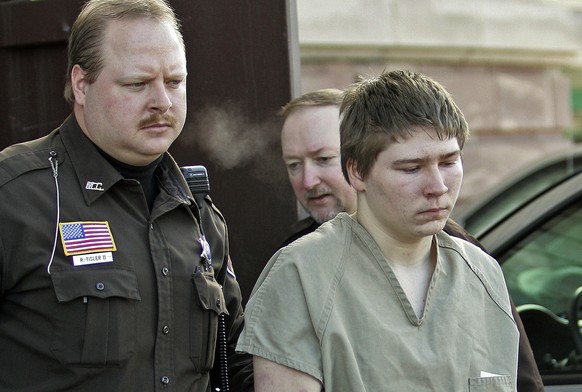 FILE - In this Friday, March 3, 2006 photo, Brendan Dassey, 16, is escorted out of a Manitowoc County Circuit courtroom in Manitowoc, Wis. A federal court in Wisconsin on Friday overturned the convict ...