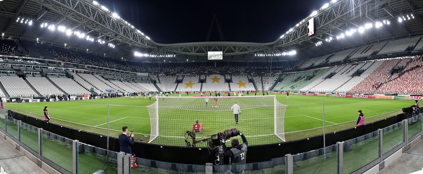 epa08279561 View of empty stands during the Italian Serie A soccer match Juventus FC vs FC Internazionale Milano at the Allianz Stadium in Turin, Italy, 08 March 2020. Italian Serie A soccer matches a ...