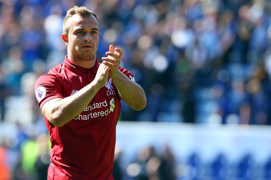 epa06989922 Liverpool&#039;s Xherdan Shaqiri reacts after the English Premier League soccer match between Leicester City and Liverpool FC at the King Power Stadium in Leicester, Britain, 01 September  ...