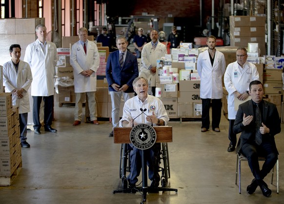 Texas Gov. Greg Abbott speaks during a press conference about the state&#039;s response to the coronavirus on Tuesday, March 24, 2020, in Austin, Texas. (Nick Wagner/Austin American-Statesman via AP)
 ...