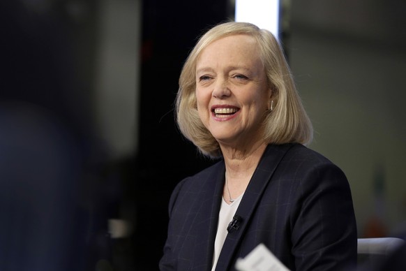 FILE - In this Nov. 2, 2015 file photo, Hewlett Packard Enterprise President and CEO Meg Whitman is interviewed on the floor of the New York Stock Exchange. Top Republican donor and fundraiser Whitman ...