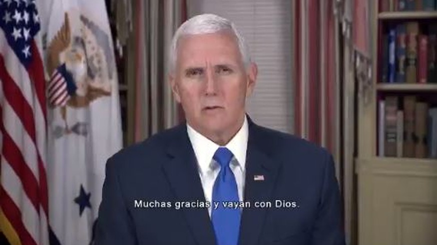 Mike Pence beendet seine Videobotschaft mit den Worten «Gott segne Sie.»&nbsp;&nbsp;