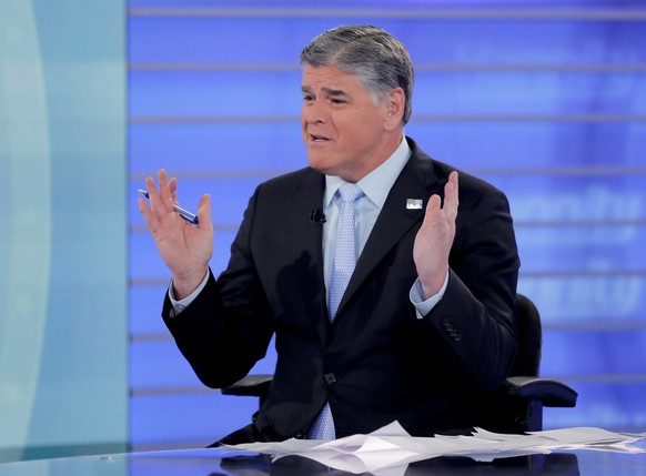 Fox News talk show host Sean Hannity interviews Roseanne Barr during a taping of his show, Thursday, July 26, 2018, in New York. Barr will appear on the Fox News show &quot;Hannity&quot; on Thursday a ...