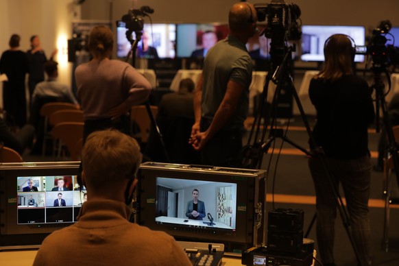 Denmark&#039;s Prime Minister Mette Frederiksen gives a status on the situation with COVID-19 infection in mink farms via a virtual press conference in Copenhagen, Denmark, Wednesday Nov. 4, 2020. Den ...