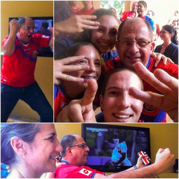 Der Präsident von Costa Rica geht beim Überraschungssieg gegen Uruguay so richtig ab.